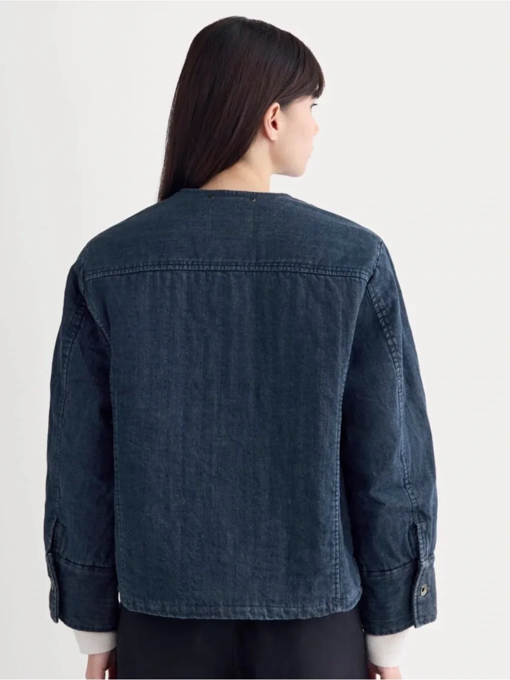 Everlane denim quilted barrel jacket boxy oversized size SM new